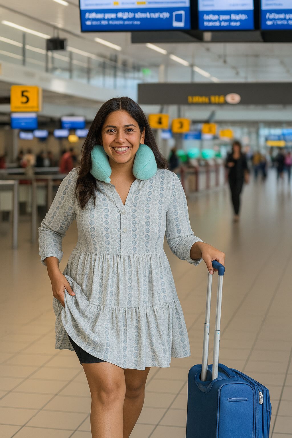 Vrouw met Pockster en rolkoffer